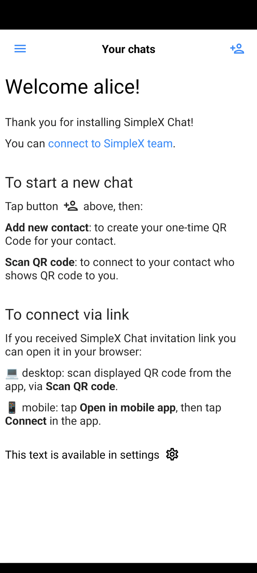 SimpleX Chat screenshot